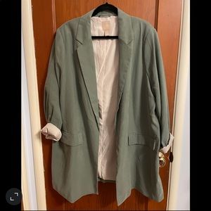 H&M Plus Size Green Long Jacket Blazer Style